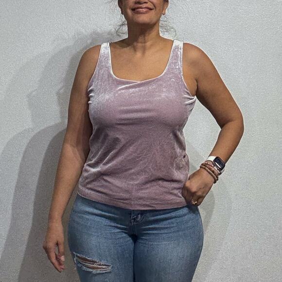 Eddie Bauer Lavender Velvet Sleeveless Top Sz L - Picture 1 of 12